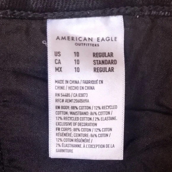 American Eagle High-Rise Baggy Wide Leg Black Denim Cargo Pants - Picture 9 of 9